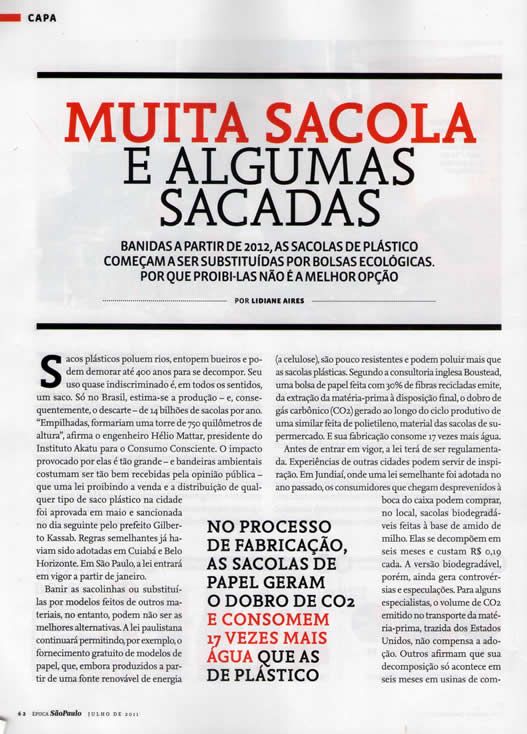 Na Sacola na Revista Época de São Paulo